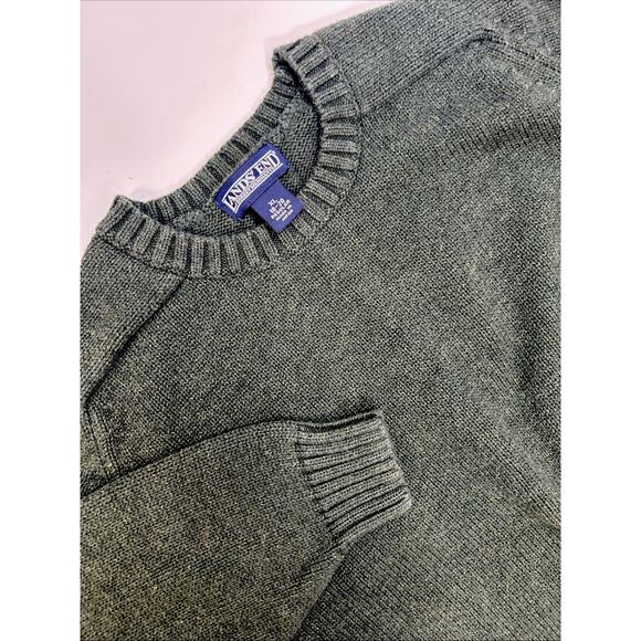 Vtg 90’s Lands End 100% Thick Cotton Pullover Sweater Ribbed Crew XL Japan Green - Picture 1 of 8
